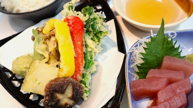 春野菜天ぷら＆マグロのお作り